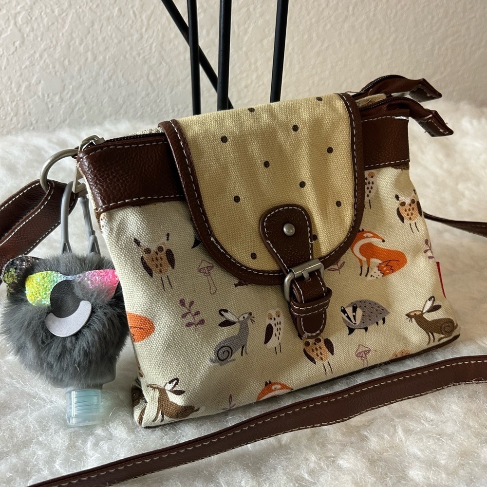 Animal Print Crossbody Bag with Brown Accents - Picture 2 of 7